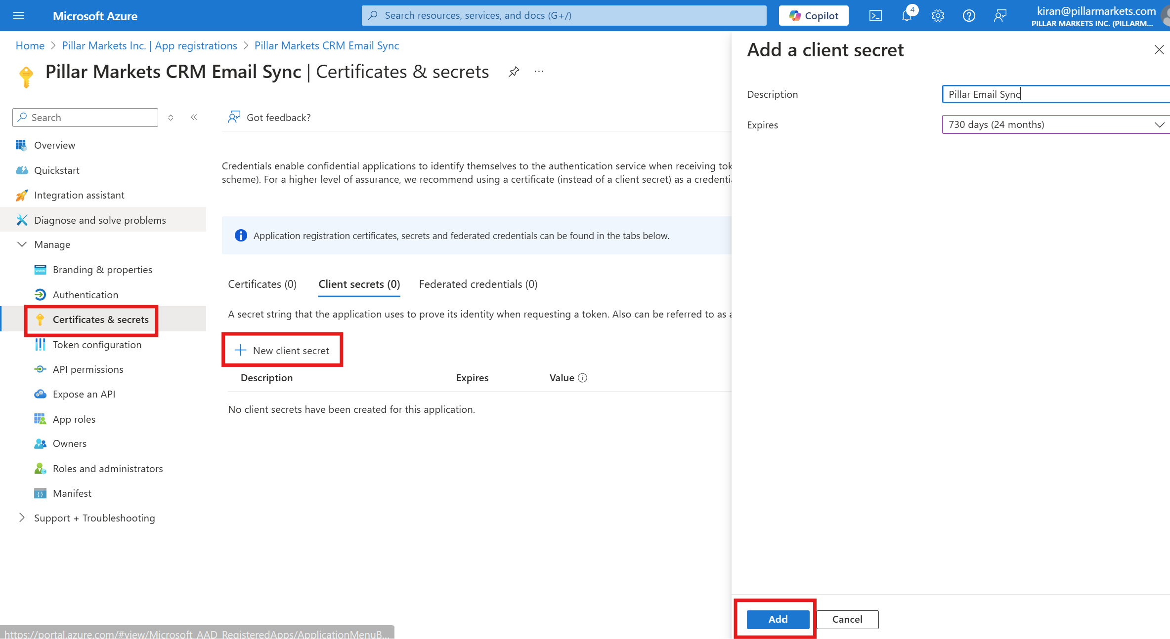 Create Client Secret