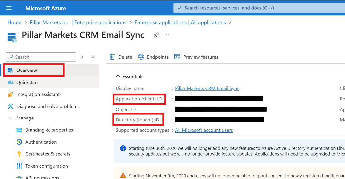Share Tenant ID and Client ID